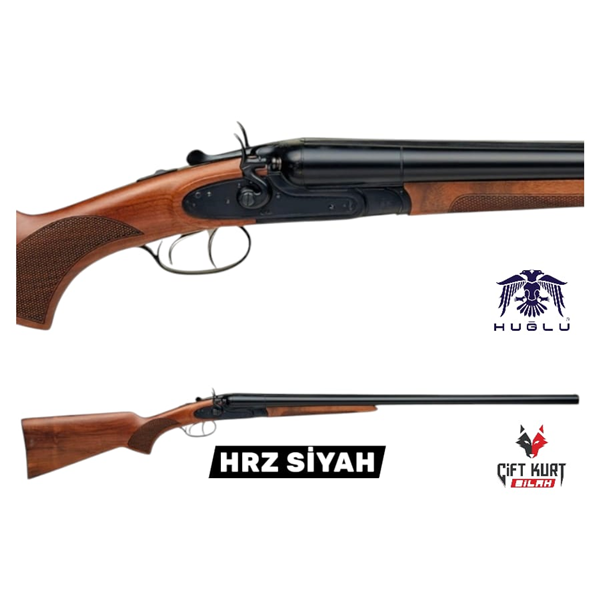 Huğlu HRZ 12 Çifte Tetik Tırnaklı Horuzlu Çakmaklı Siyah Av Tüfeği